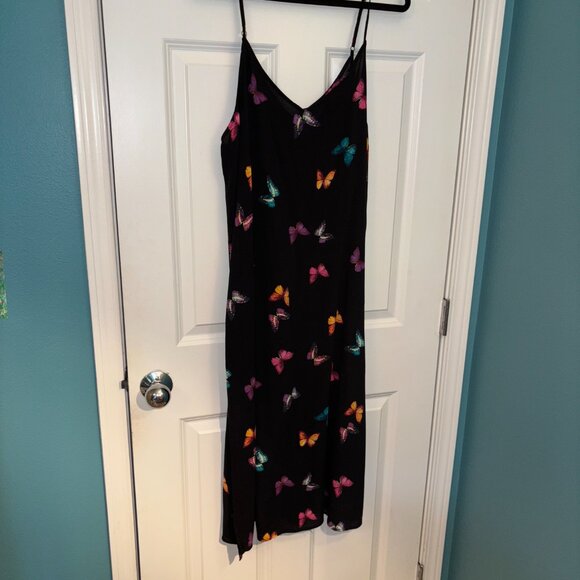 Black Butterfly Print Flowy Rayon Nightgown XL - Picture 1 of 7